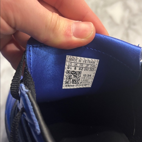 Adidas Women’s Handball Spezial Metallic Black and Blue Sneakers - Picture 4 of 7